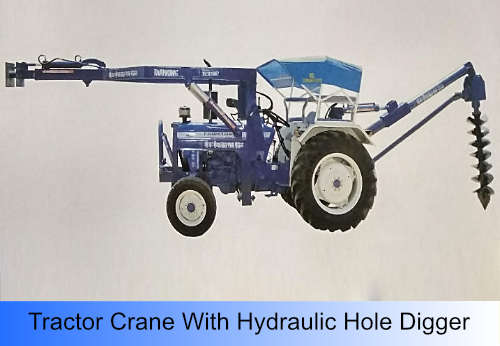 Tractor Crane With Hydraulic Post Hole Digger